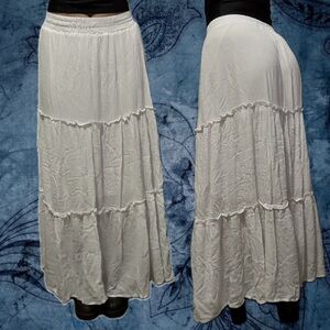Passport White Tiered Maxi Skirt